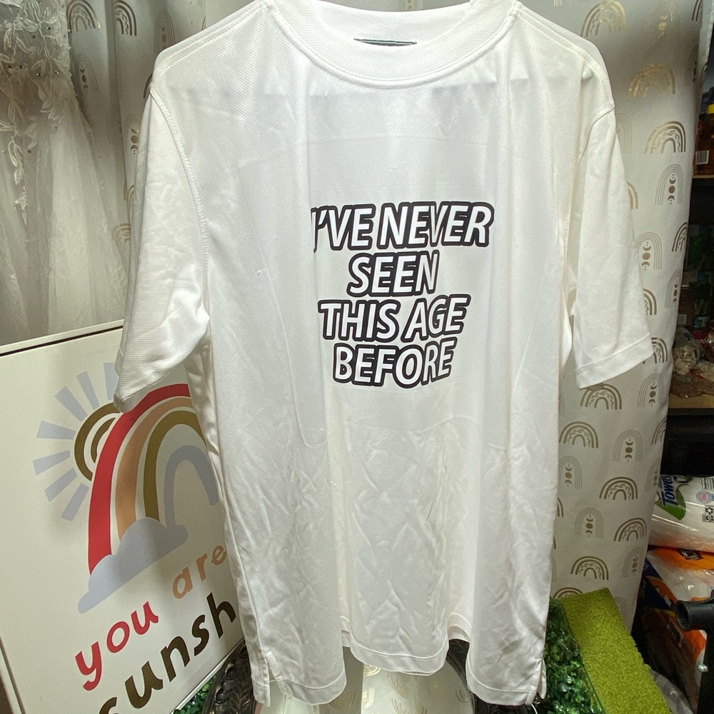 Upcycled White Graphic Tee with Bold Statement
